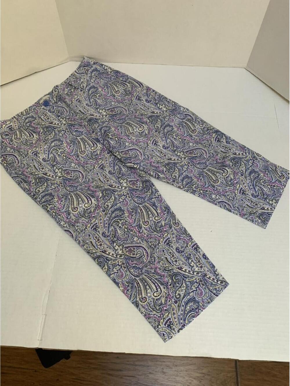 Talbots Womans Size 14P Paisley Print Cropped Pants
